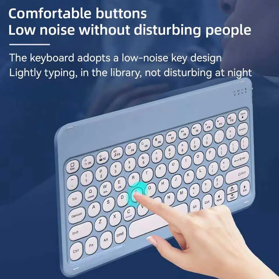 Multilingual Bluetooth Round Keycap Keyboard for iPad Air Pro Wireless Rechargeable Keyboard for Phone Tablet Laptop Universal