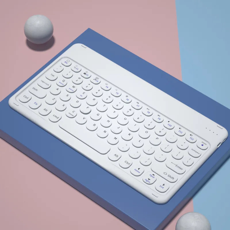 Multilingual Bluetooth Round Keycap Keyboard for iPad Air Pro Wireless Rechargeable Keyboard for Phone Tablet Laptop Universal