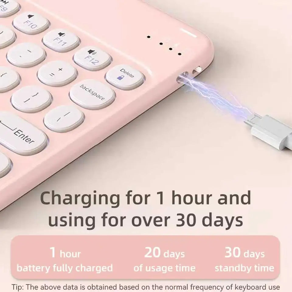 Multilingual Bluetooth Round Keycap Keyboard for iPad Air Pro Wireless Rechargeable Keyboard for Phone Tablet Laptop Universal
