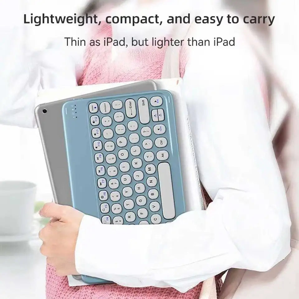 Multilingual Bluetooth Round Keycap Keyboard for iPad Air Pro Wireless Rechargeable Keyboard for Phone Tablet Laptop Universal