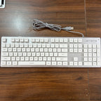 EWEADN GX710S Office Keyboard silent, All-Metal Panel 104 Keys Wired with Water Drop Keycaps, for Game and Office White & Black