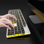 EWEADN GX710S Office Keyboard silent, All-Metal Panel 104 Keys Wired with Water Drop Keycaps, for Game and Office White & Black