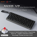 AJAZZ NK68 V2 Wired Mechanical Gaming Keyboard, Red Switch, Full Hot-Swappable, RGB Streamer Light, 68 Keys for Gaming & Office