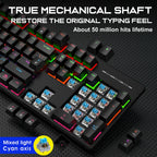 KEBIDUMEI RGB Mechanical Keyboard USB Wired Gaming Keyboard 104Keys Hot Swappable Ergonomic Keyboard Computer Accessories For PC