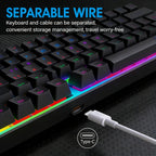 KEBIDUMEI RGB Mechanical Keyboard USB Wired Gaming Keyboard 104Keys Hot Swappable Ergonomic Keyboard Computer Accessories For PC