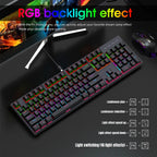 KEBIDUMEI RGB Mechanical Keyboard USB Wired Gaming Keyboard 104Keys Hot Swappable Ergonomic Keyboard Computer Accessories For PC