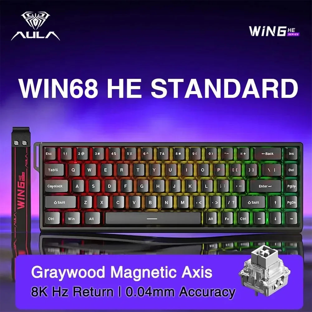 AULA WIN60/68HE Magnetic Switch Keyboard 8000HZ Gaming Keyboard FPS Low Latency Customizable Mechanical Keyboard E-sport