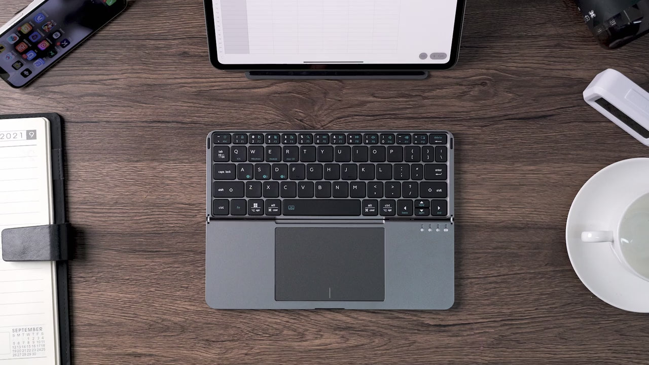 DUX DUCIS Foldable Bluetooth 5.0 Keyboard with Touchpad & Phone Holder For Phones Tablets PC iOS Android Windows Mac